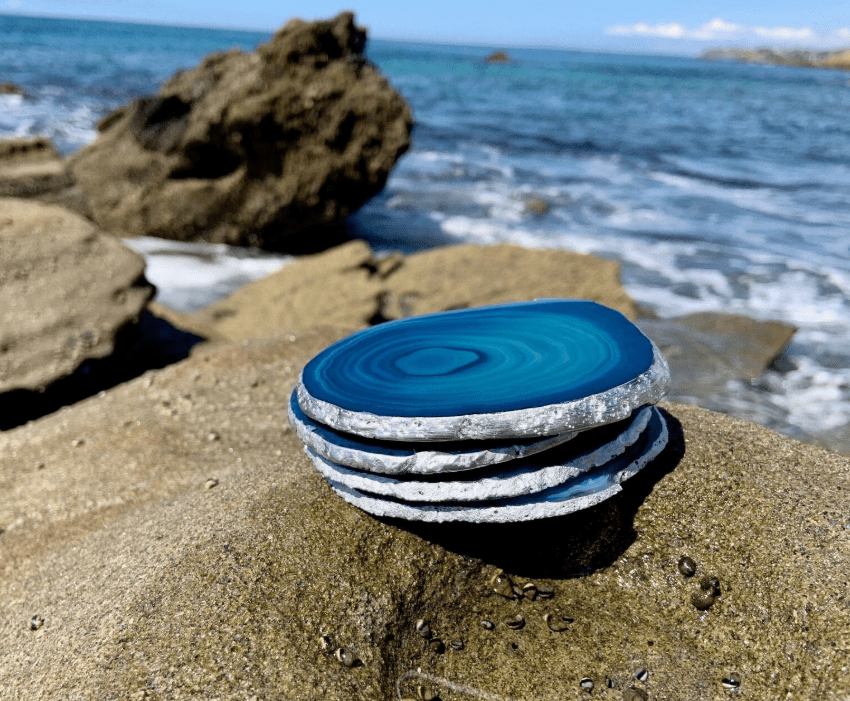DashAlexandra Teal Agate Coaster Set - DashAlexandra
