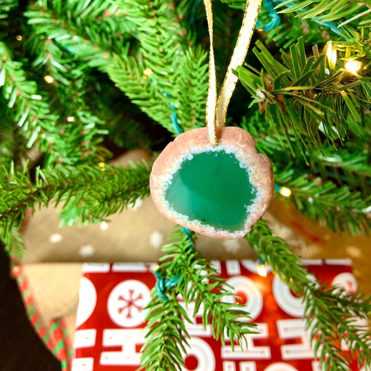 Agate Geode Slice Ornament - Variety of Color Agate Slice Ornaments - Customize Ribbons - DashAlexandra