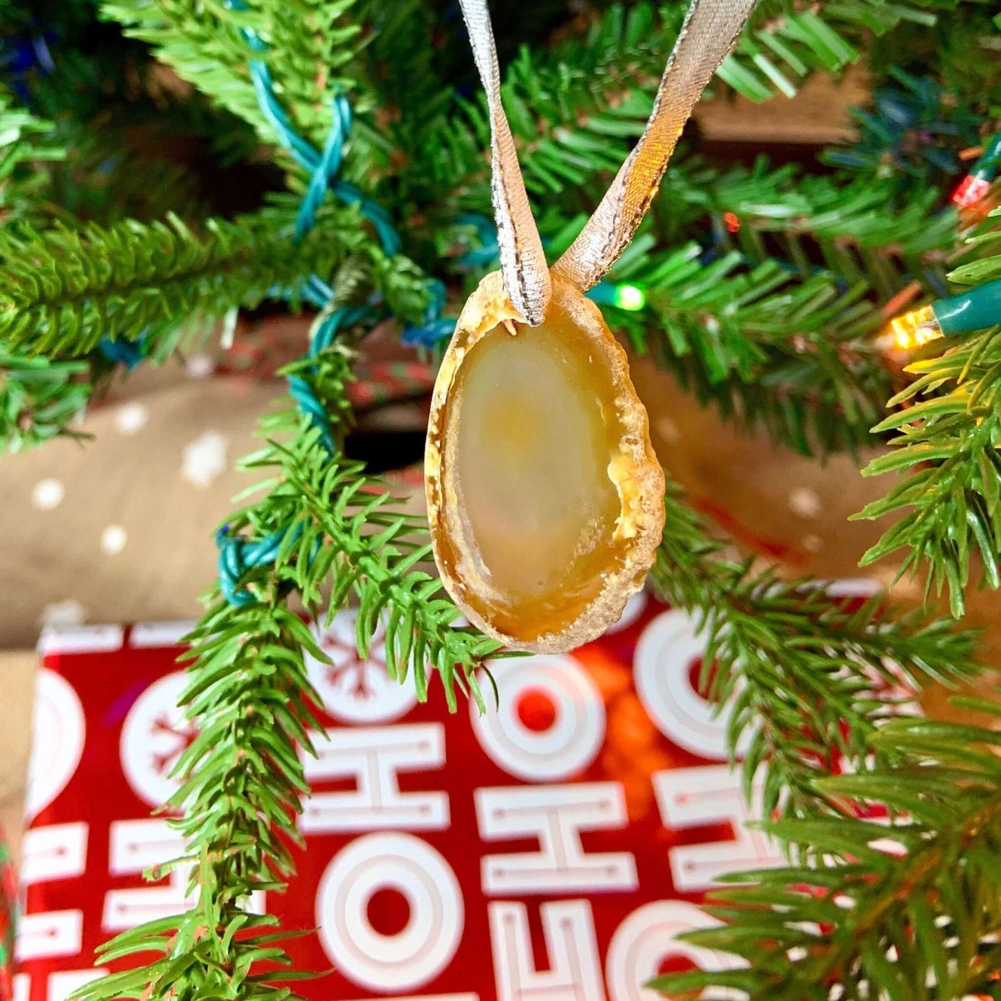 Agate Geode Slice Ornament - Variety of Color Agate Slice Ornaments - Customize Ribbons - DashAlexandra