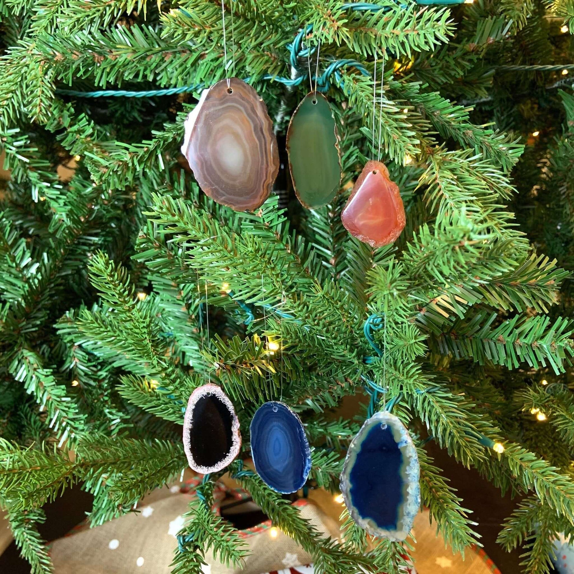 Agate Geode Slice Ornament - Variety of Color Agate Slice Ornaments - Customize Ribbons - DashAlexandra